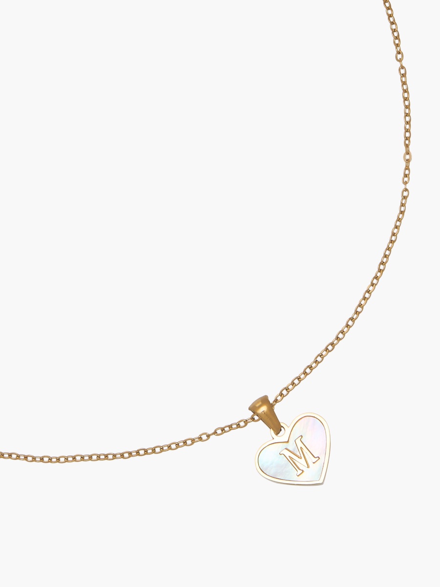 Gold Tone Pendant Necklace with Initial M
