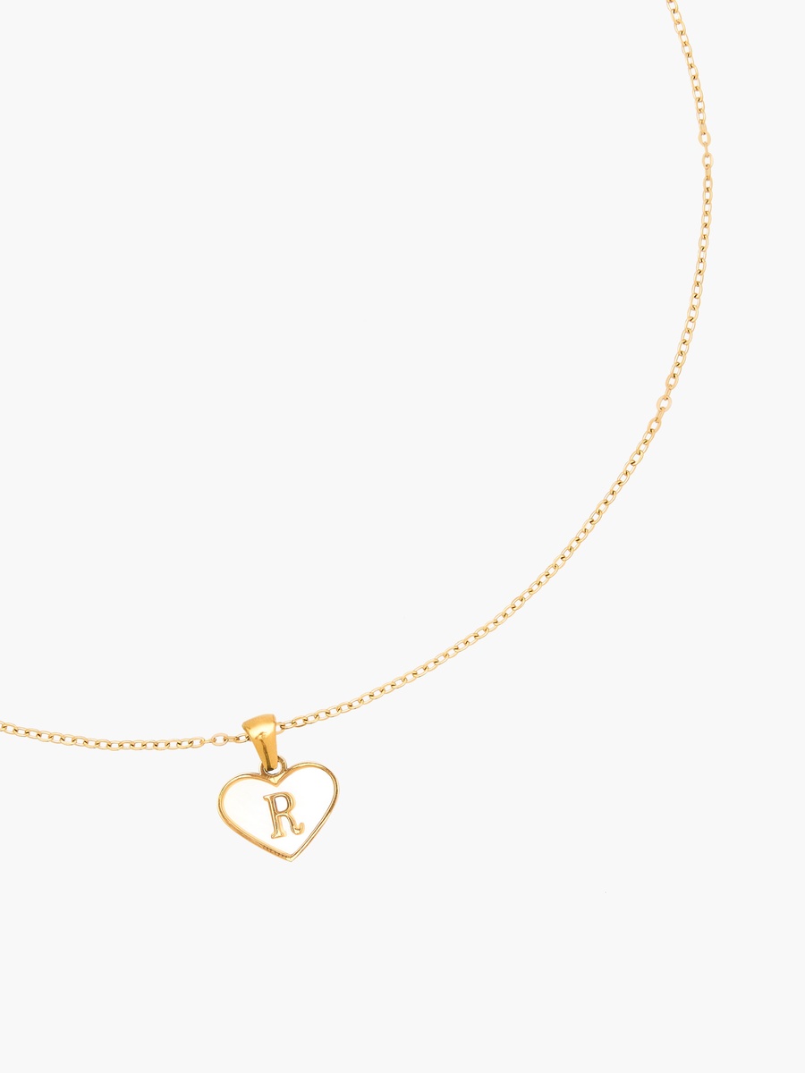 Gold Tone Pendant Necklace with Initial R