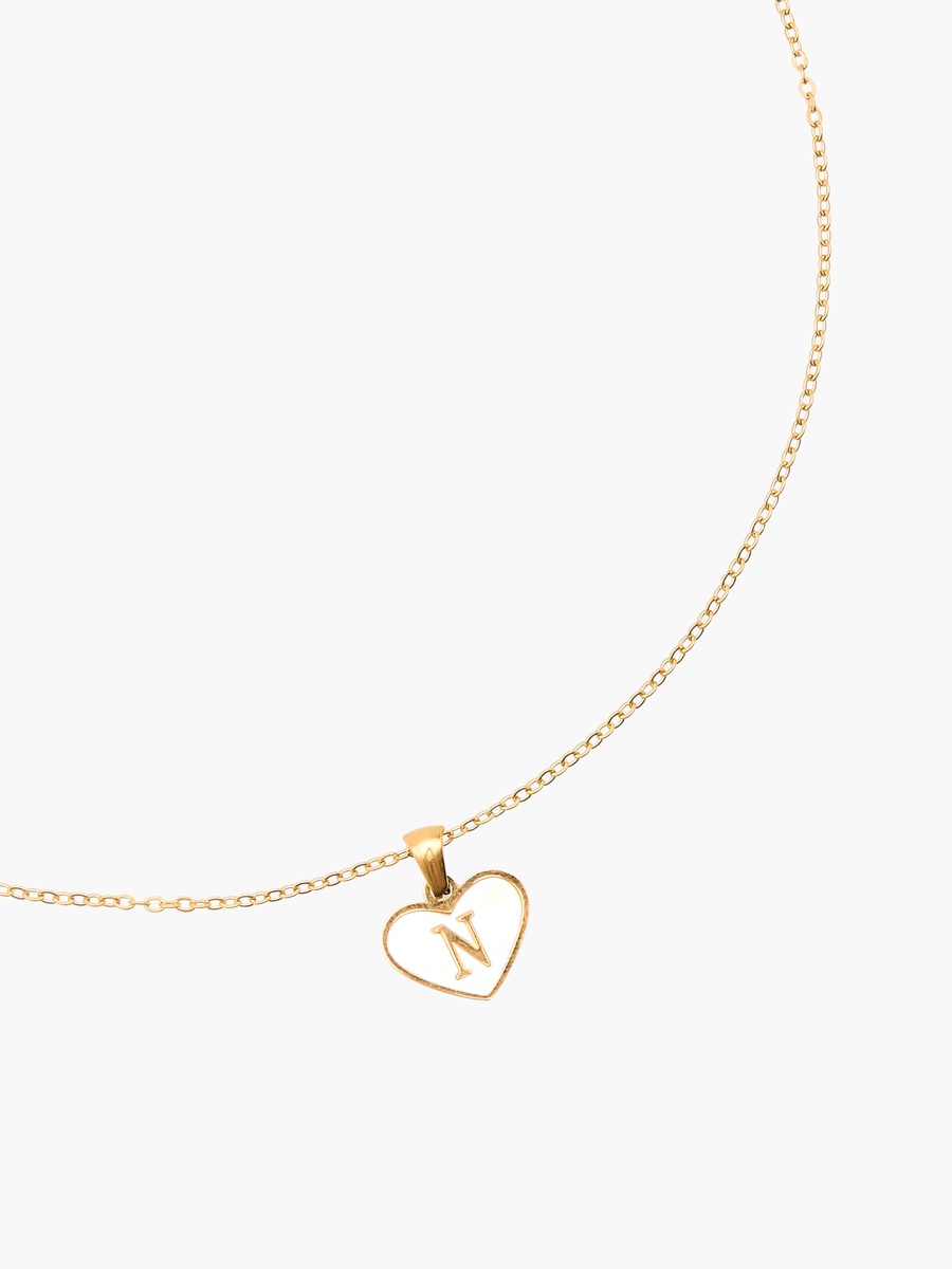 Gold Tone Pendant Necklace with Initial N