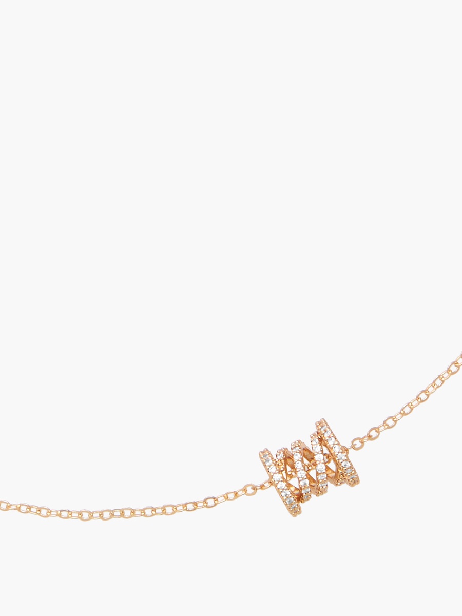 Gold Tone Cubic Zirconia Pendant Necklace with Embellished Design