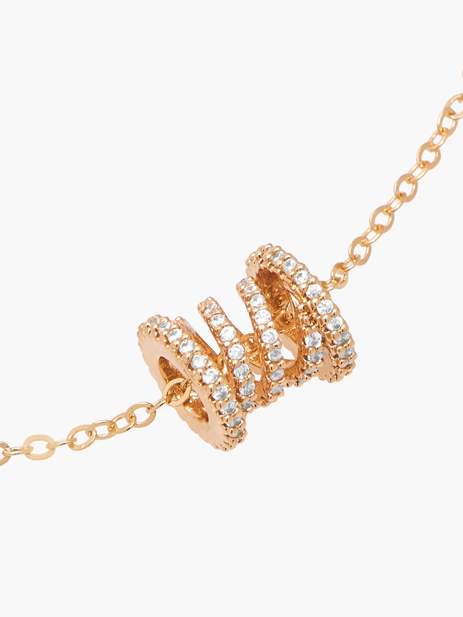 Gold Tone Cubic Zirconia Pendant Necklace with Embellished Design