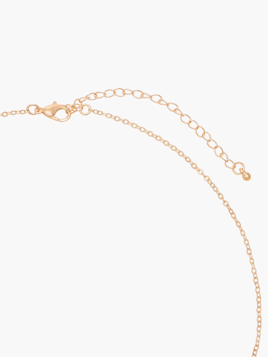 Gold Tone Cubic Zirconia Pendant Necklace with Embellished Design