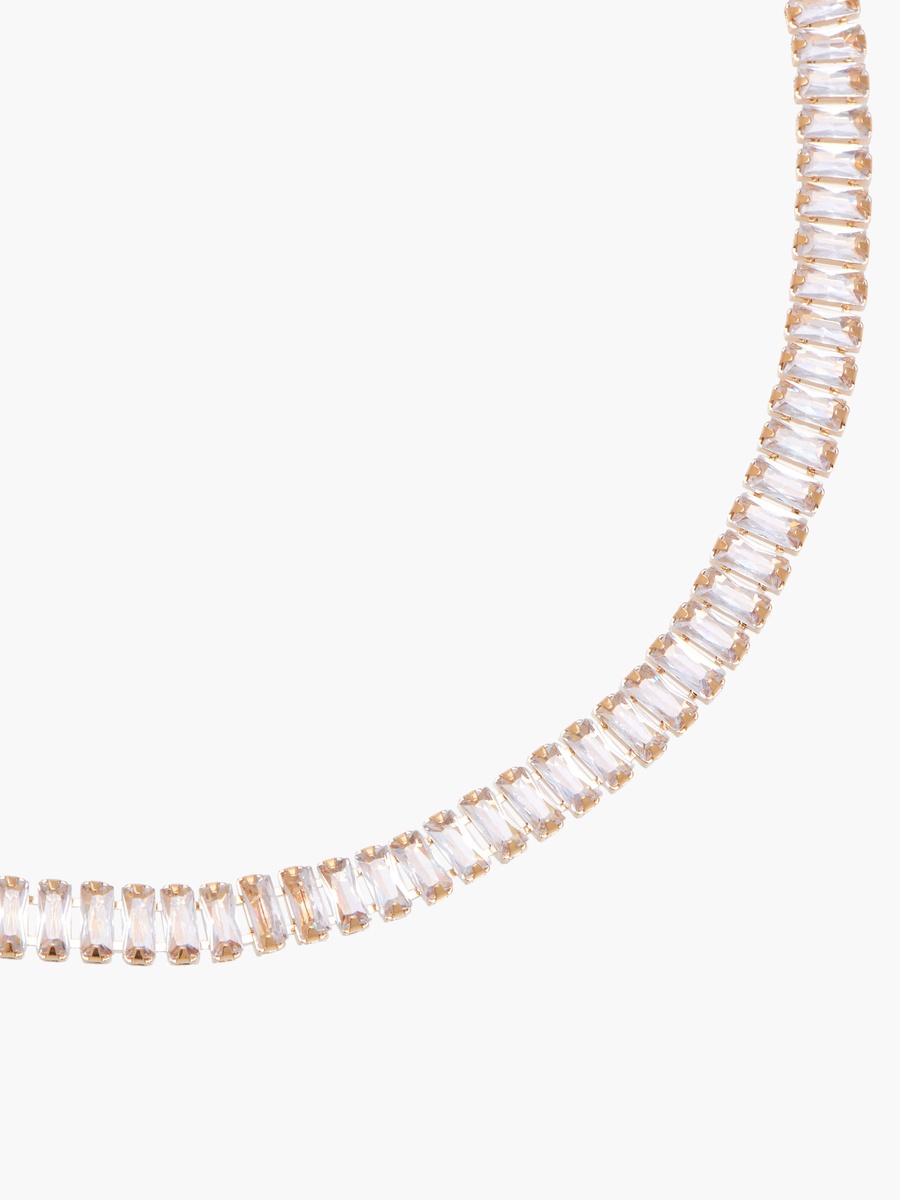 Gold Tone Necklace with Cubic Zirconia Stones