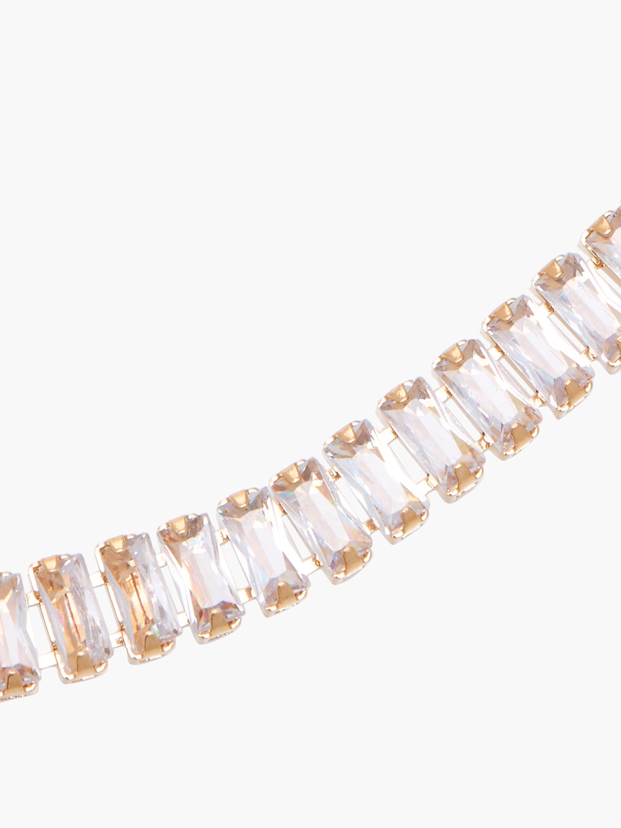 Gold Tone Necklace with Cubic Zirconia Stones