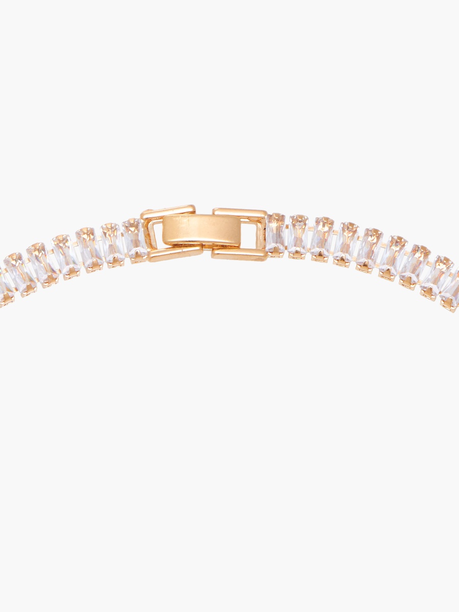 Gold Tone Necklace with Cubic Zirconia Stones