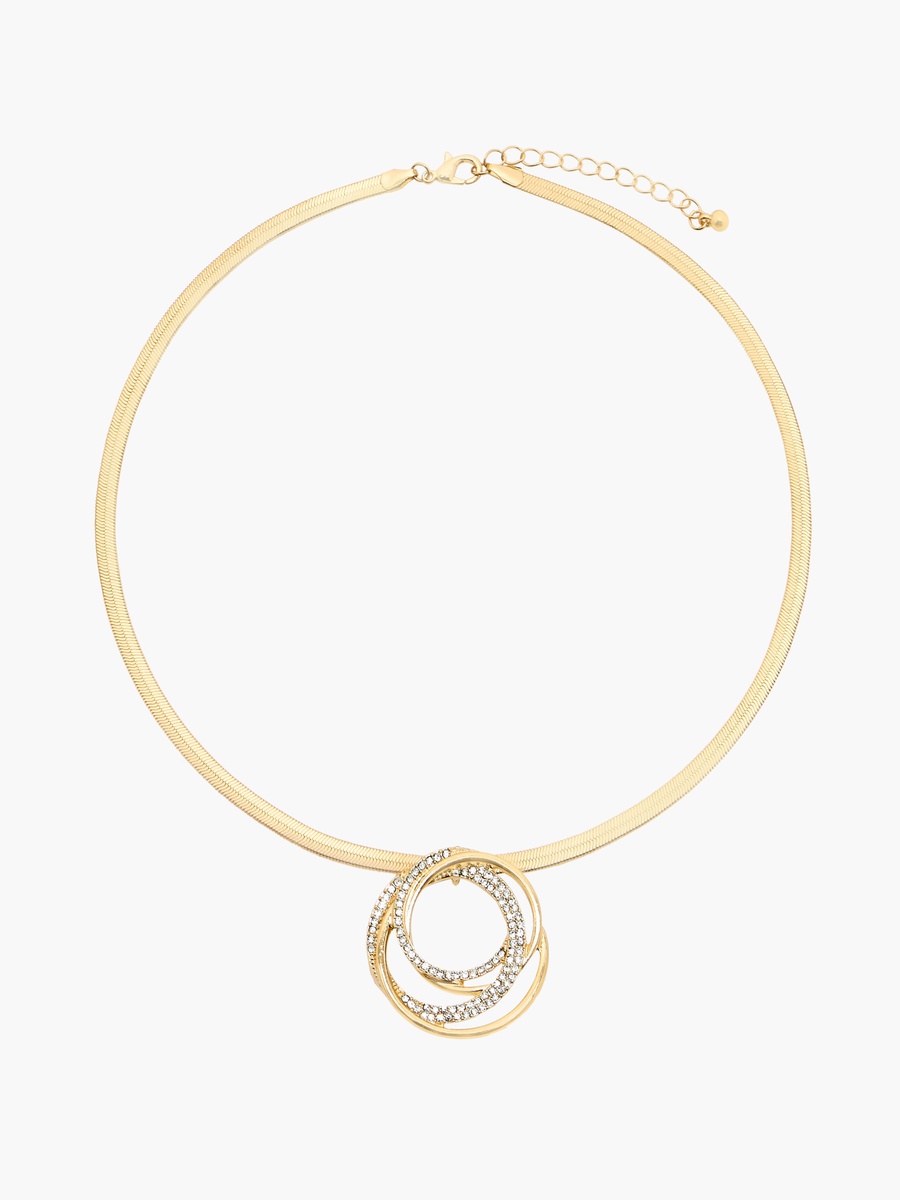 Metal Stone Embellished Pendant Necklace