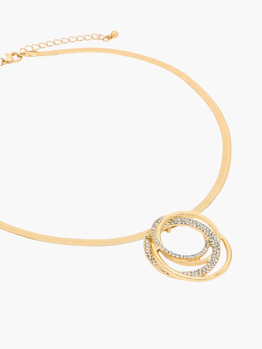 Metal Stone Embellished Pendant Necklace