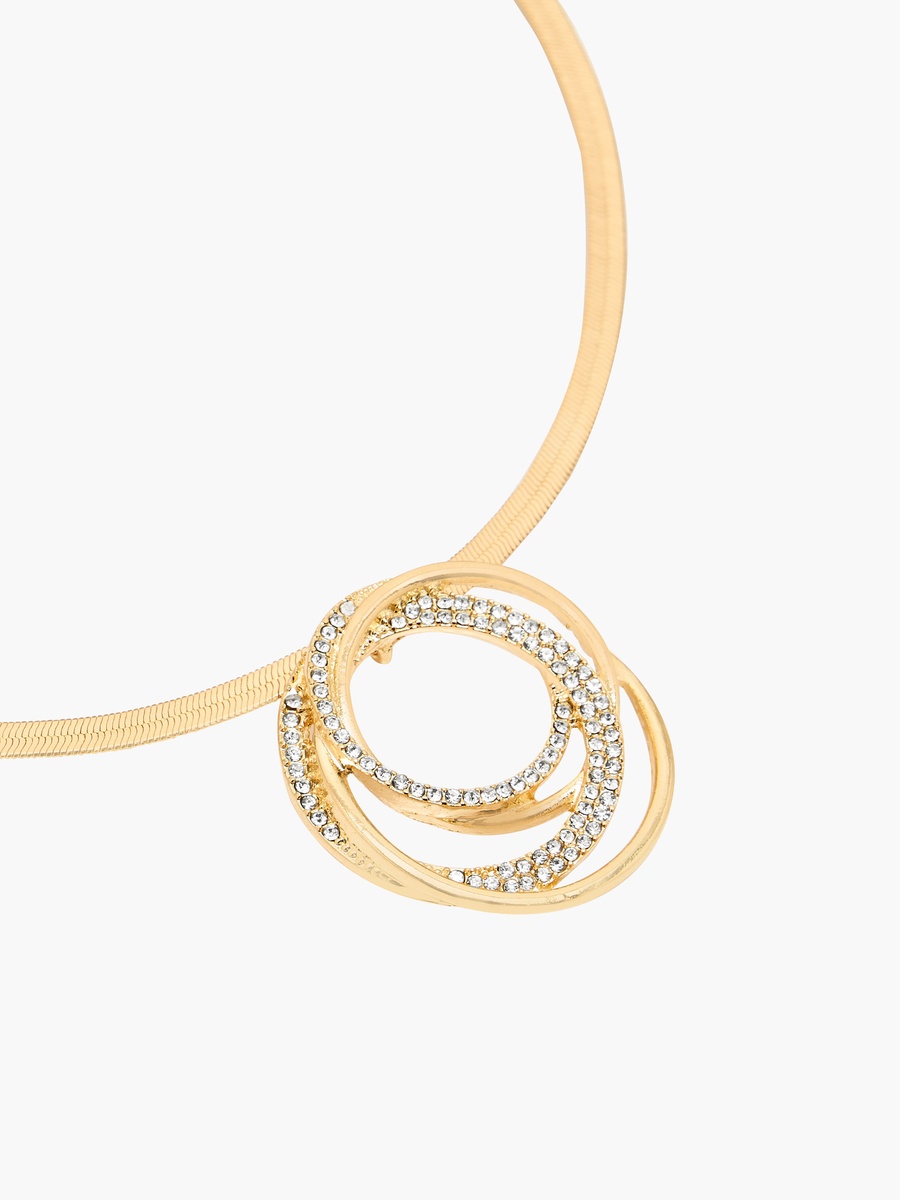 Metal Stone Embellished Pendant Necklace