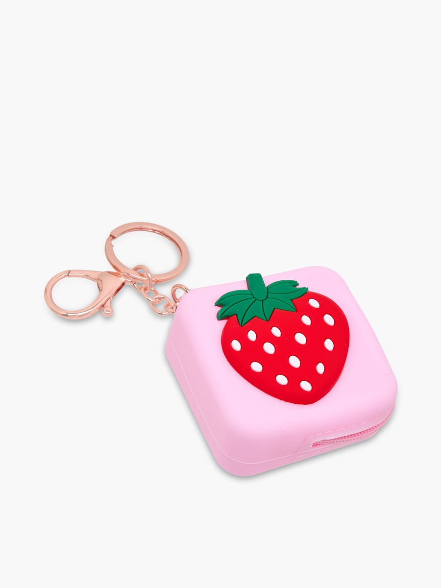 Bag Charm with Strawberry Embossed Design