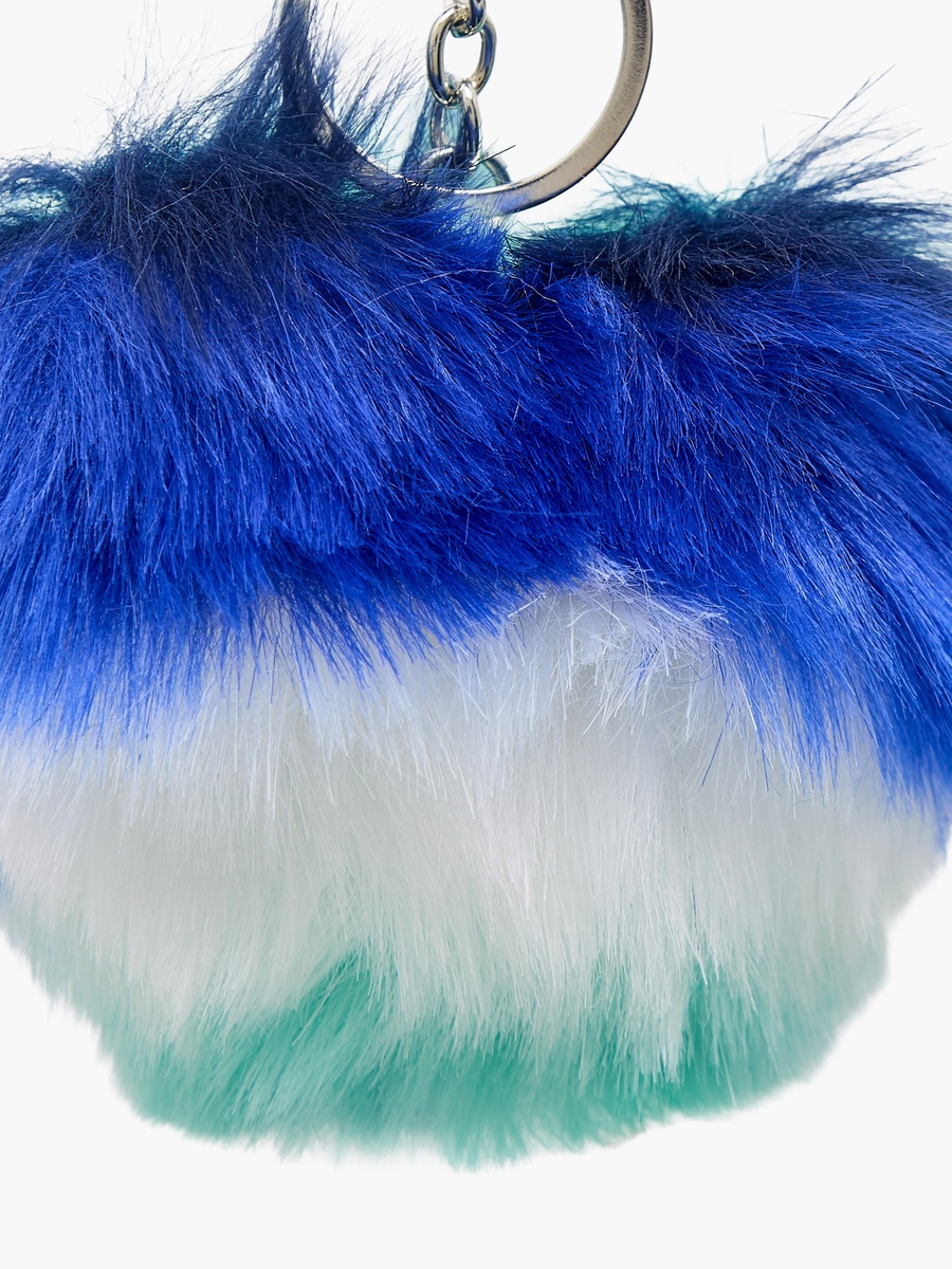 Keychain with Pompom Plush Charm