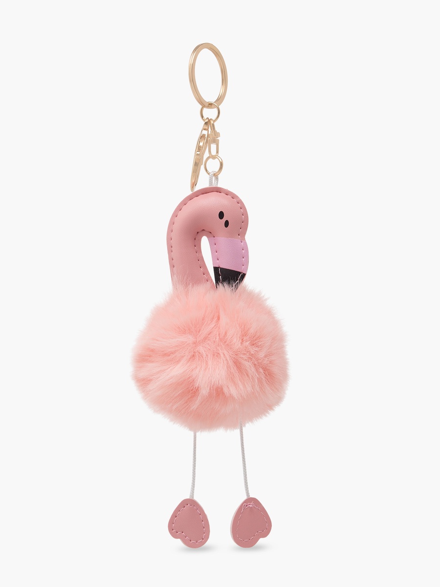Bag Charm with Flamingo Pompom Detail