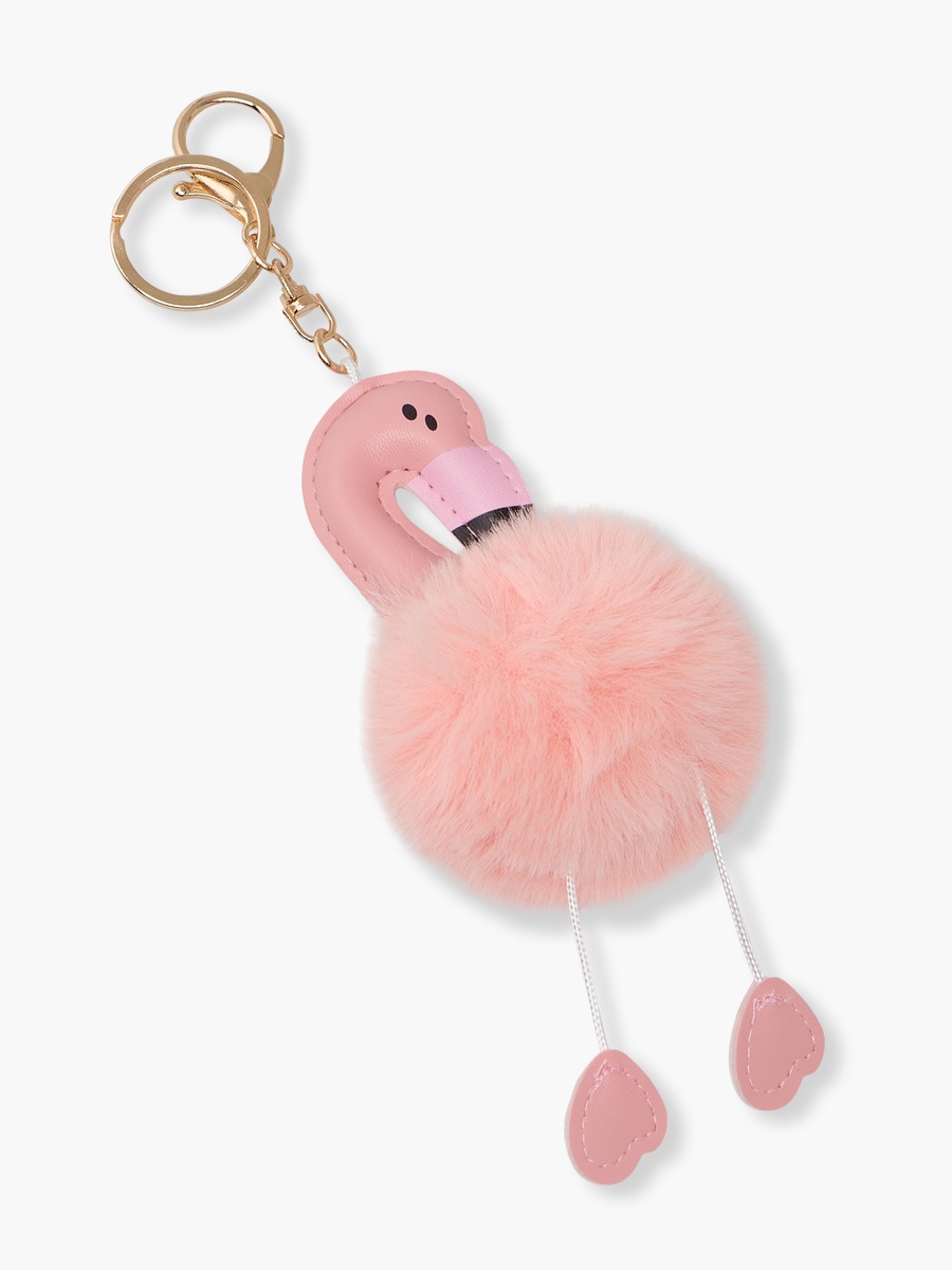Bag Charm with Flamingo Pompom Detail