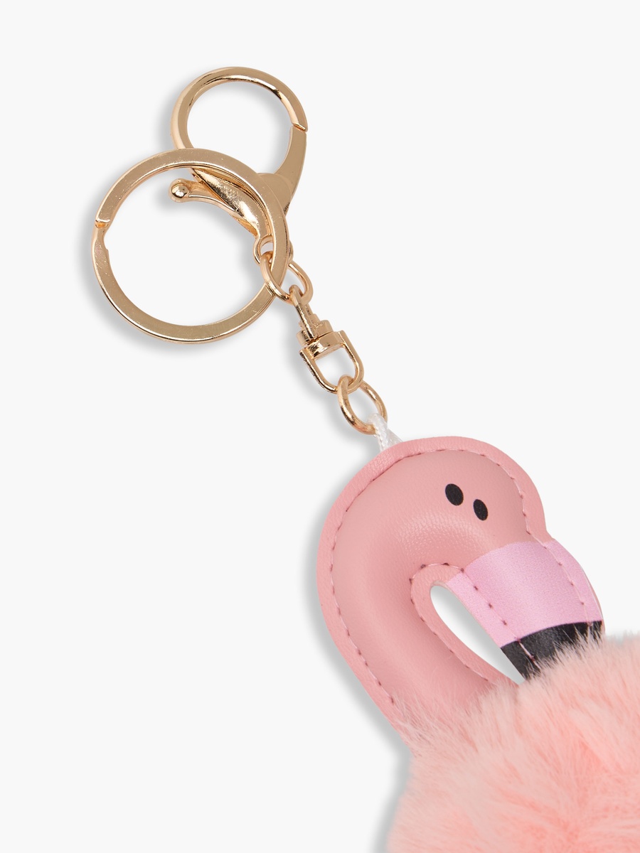 Bag Charm with Flamingo Pompom Detail