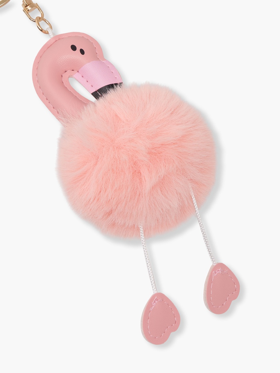Bag Charm with Flamingo Pompom Detail