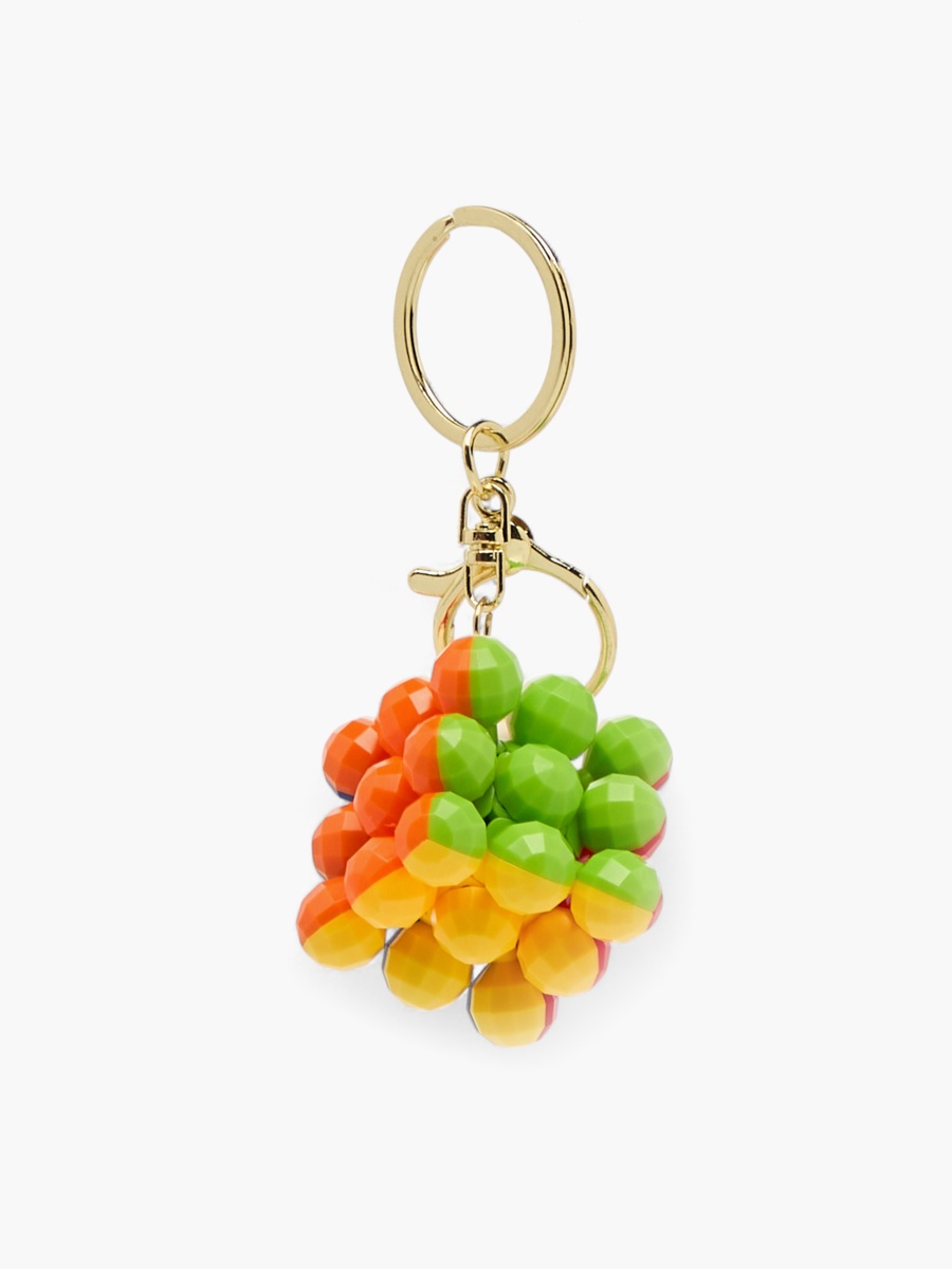 Faceted Bead Cube Charm Keyring with Lobster Hook