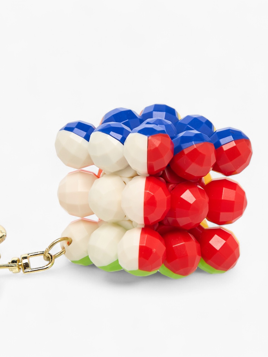 Faceted Bead Cube Charm Keyring with Lobster Hook