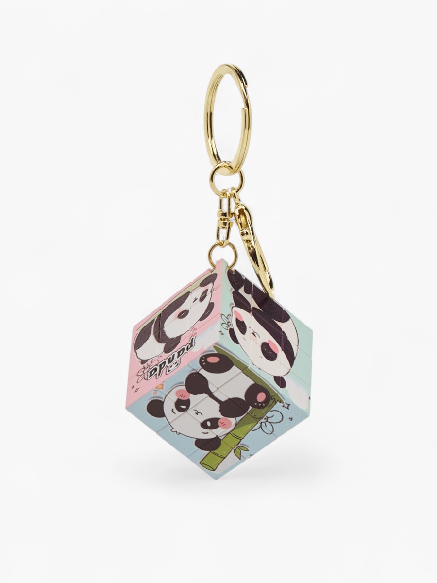 Panda Puzzle Cube Charm Keyring with Lobster Hook
