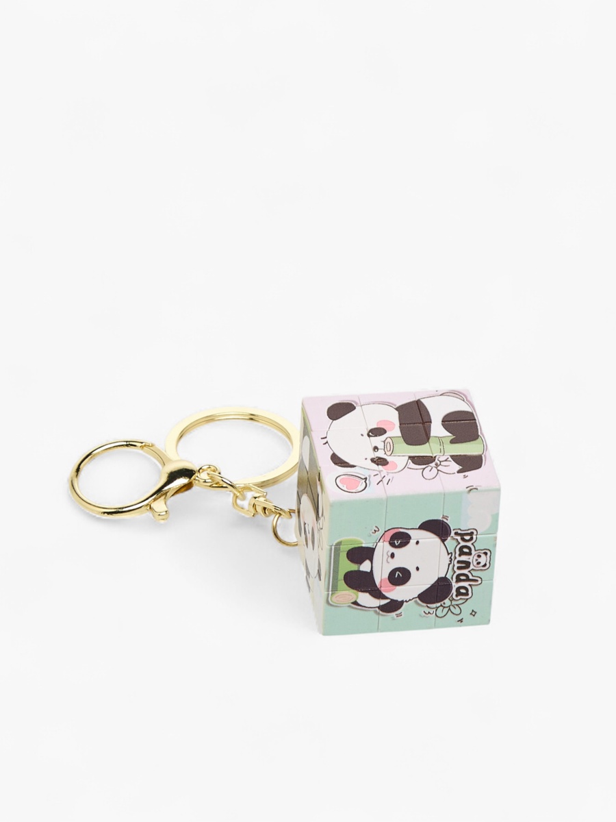 Panda Puzzle Cube Charm Keyring with Lobster Hook