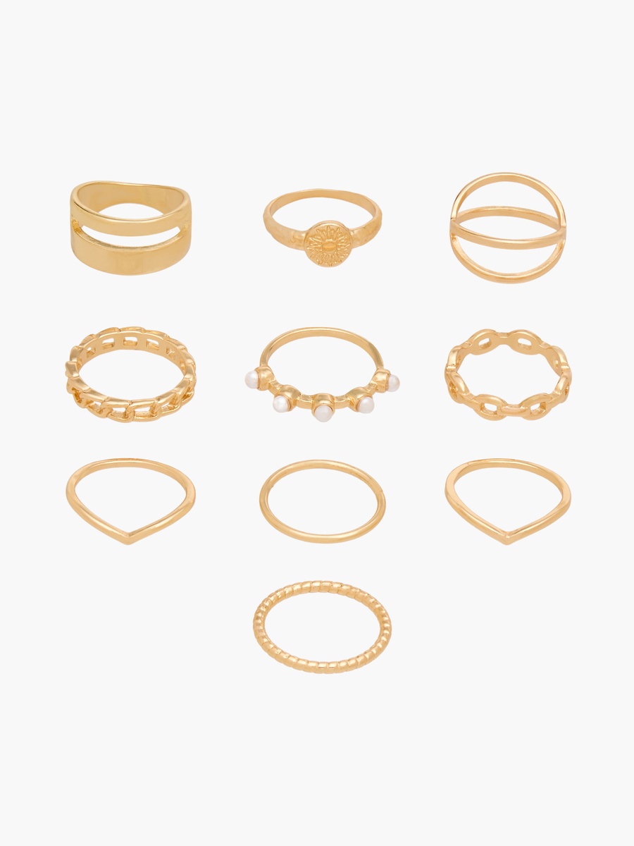 Set of 10 - Assorted Stackable Gold Tone Ring