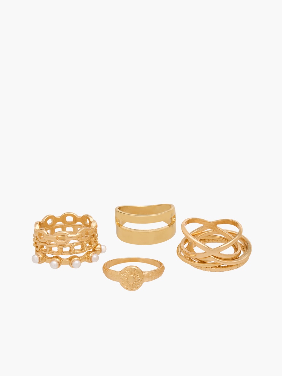 Set of 10 - Assorted Stackable Gold Tone Ring