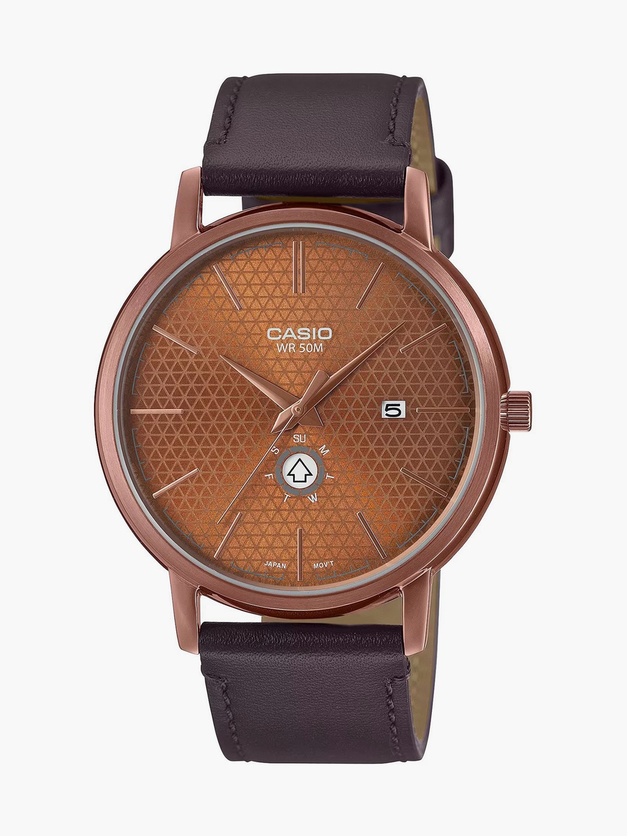 Men Maroon Analog Leather Strap Watch - MTP-B125RL-5AVDF - 41 MM