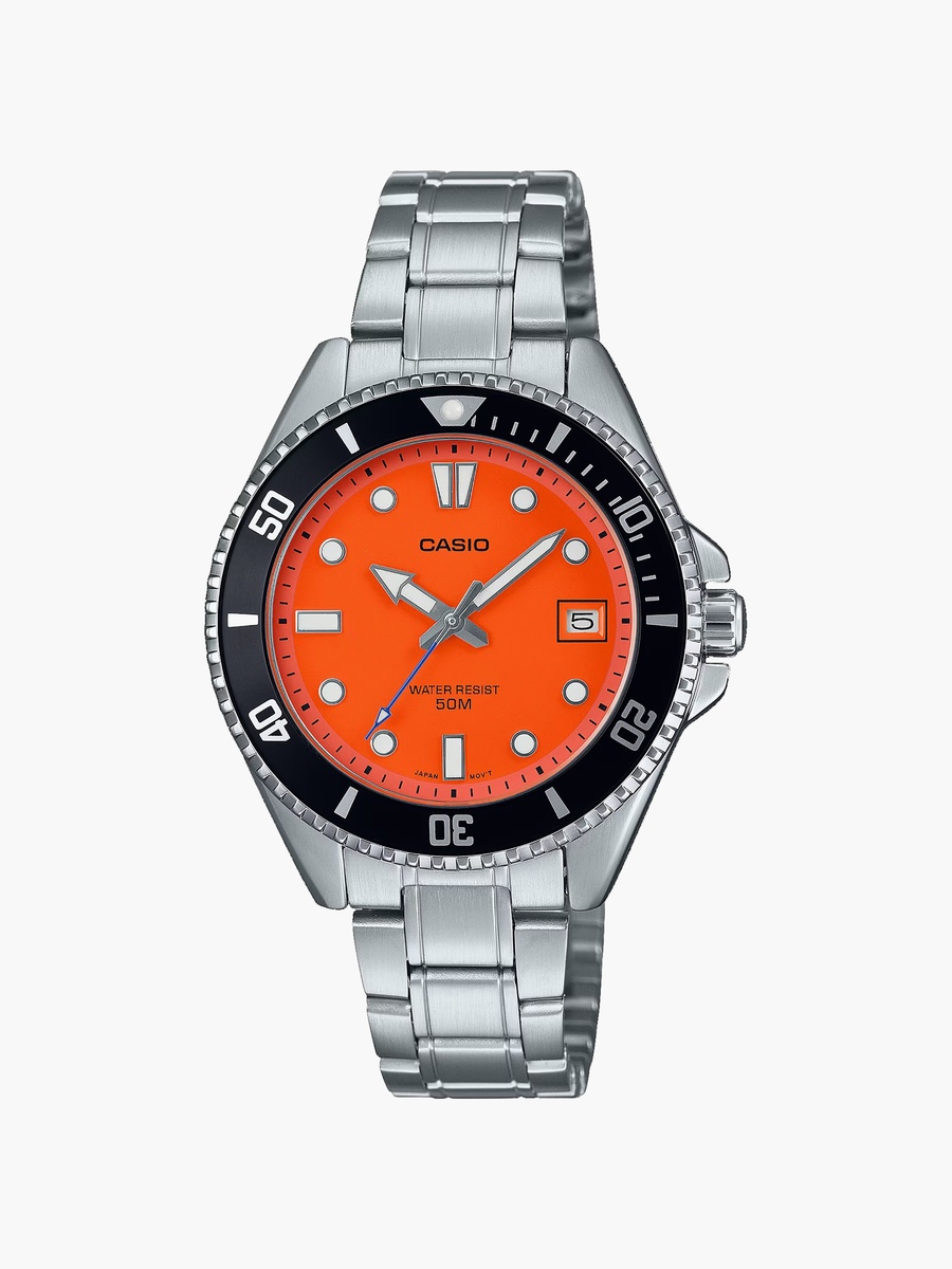 38 MM Silver Analog Stainless Steel Watch - MDV-10D-4A1VDF