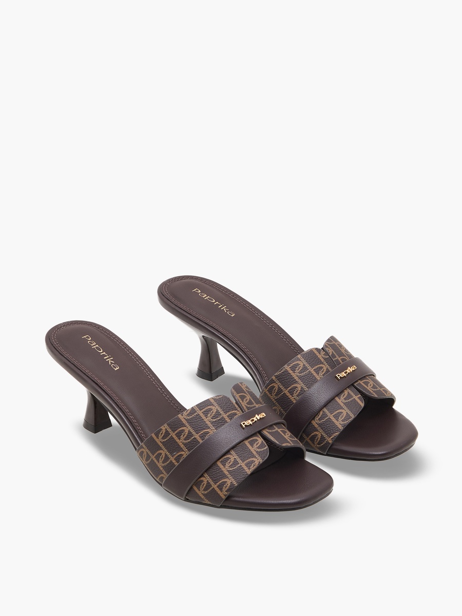 Women Monogram Print Slip-On Sandals