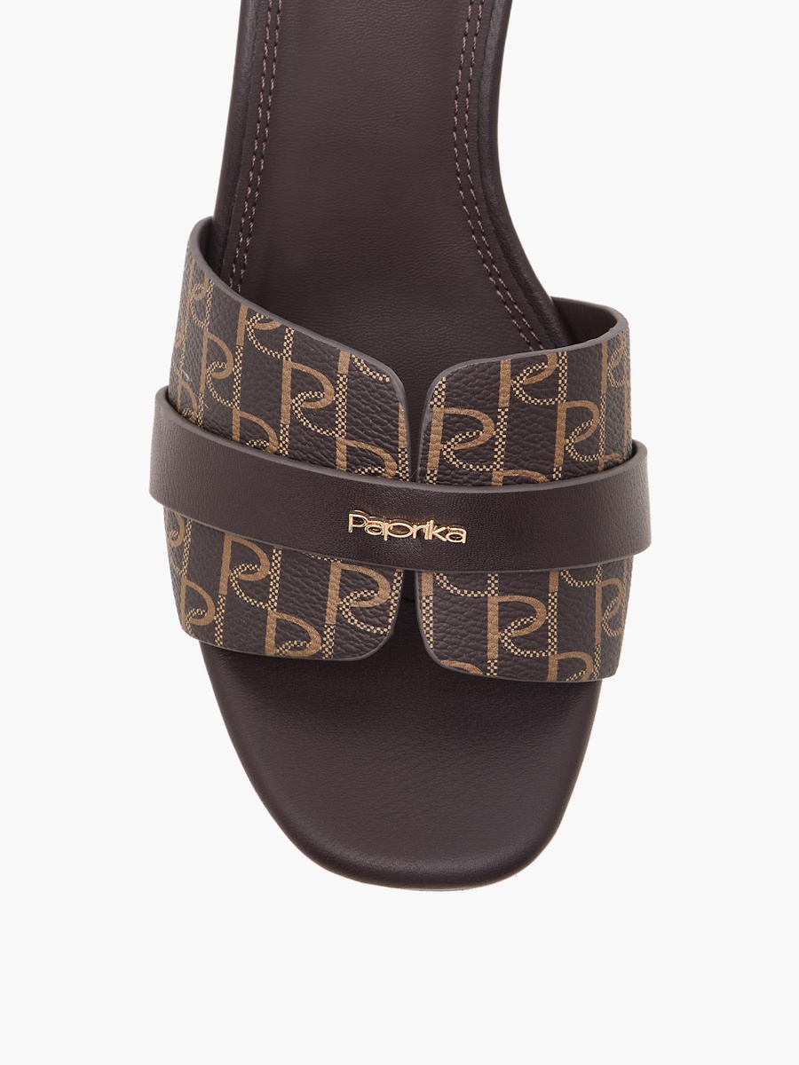 Women Monogram Print Slip-On Sandals