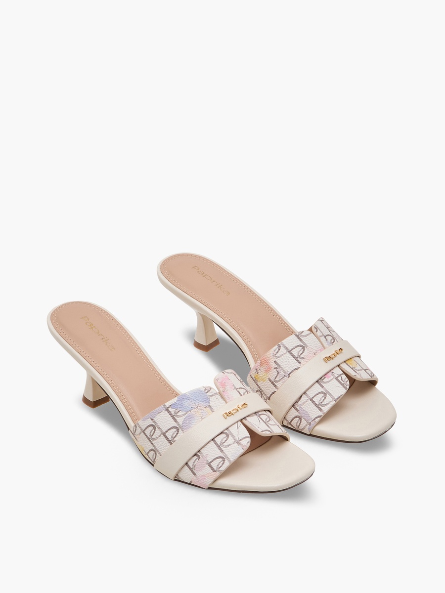 Women Printed Kitten Heel Sandals