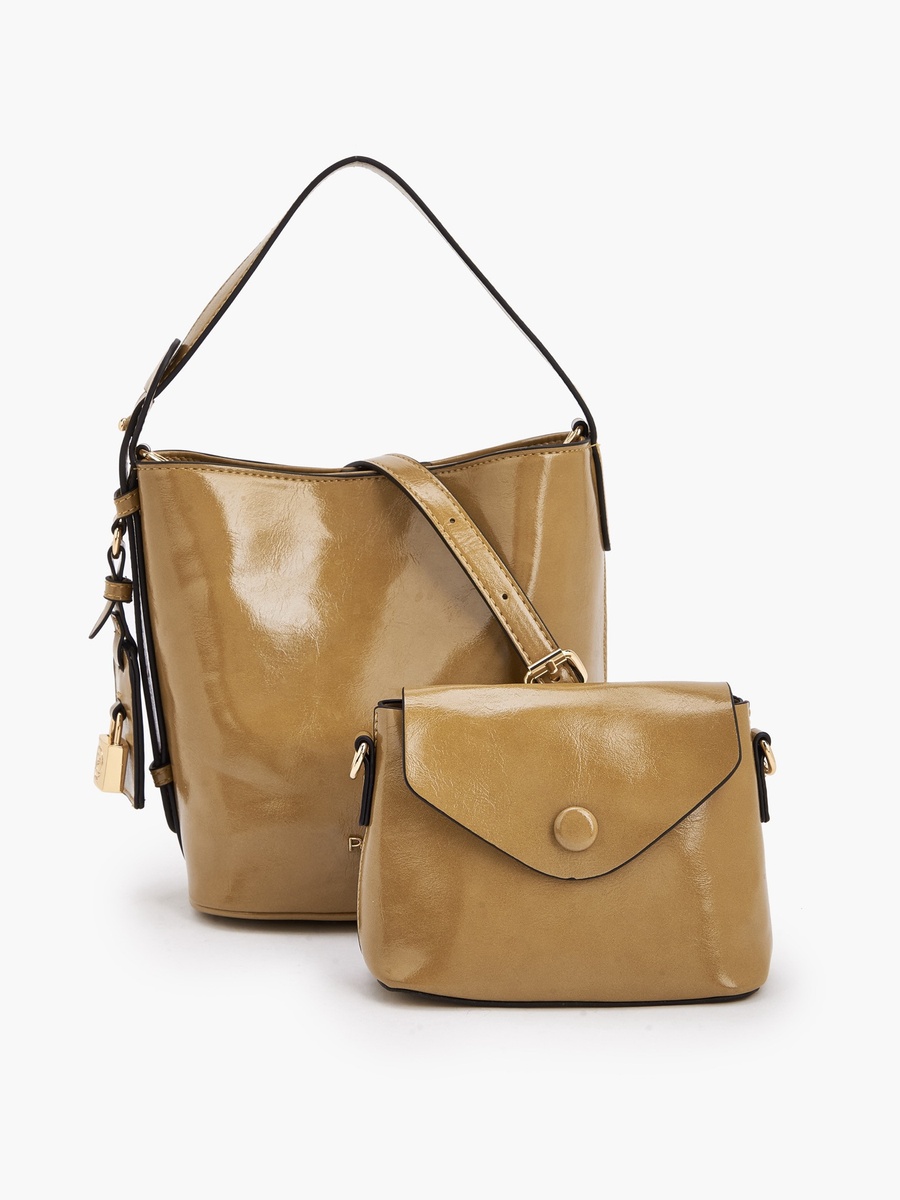 Solid Tote Bag and Crossbody Bag