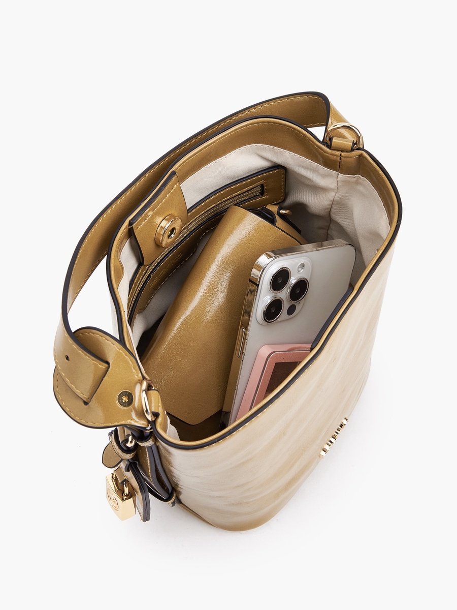 Solid Tote Bag and Crossbody Bag