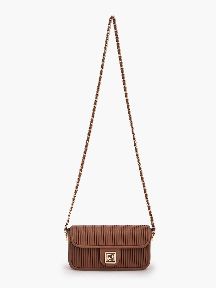Pleated Crossbody Bag with Chain Strap