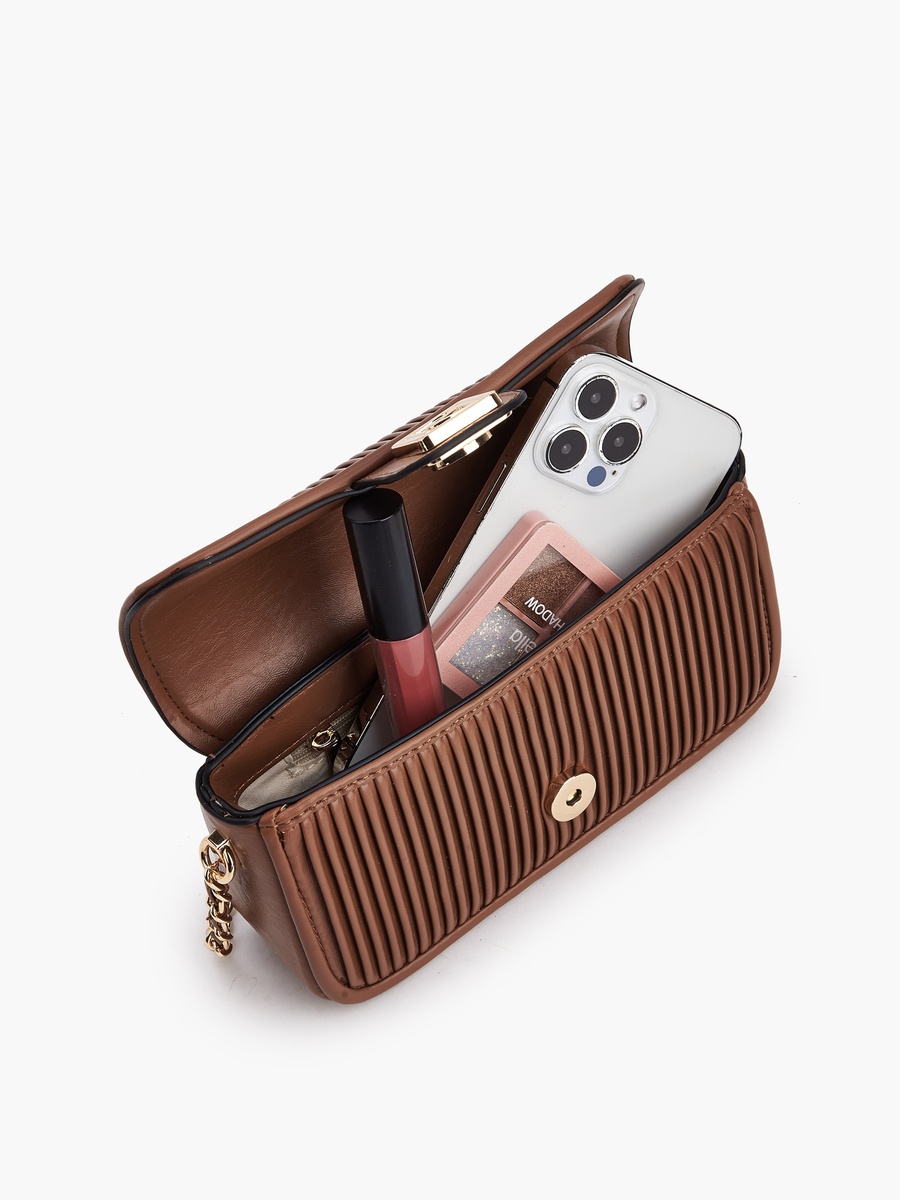 Pleated Crossbody Bag with Chain Strap