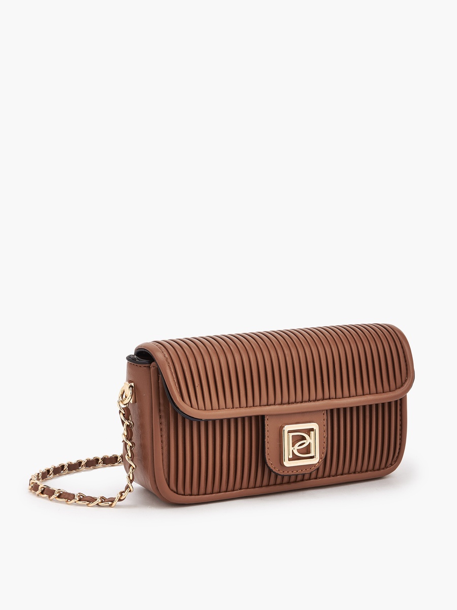 Pleated Crossbody Bag with Chain Strap