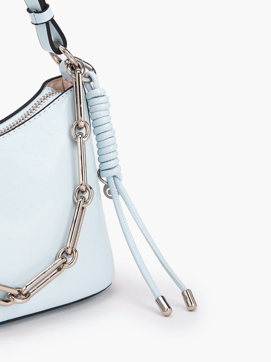 Solid Crossbody Bag with Chain Link Strap