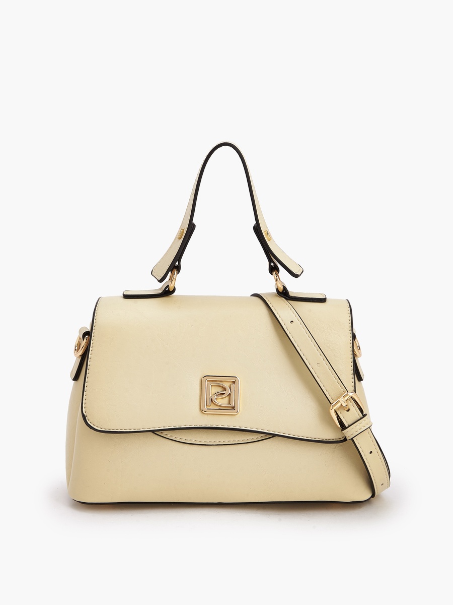 Solid Satchel Bag with Detachable Strap