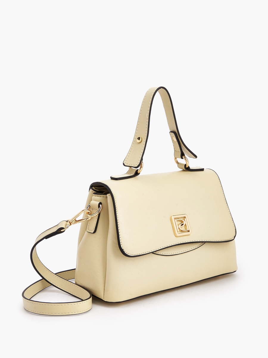 Solid Satchel Bag with Detachable Strap