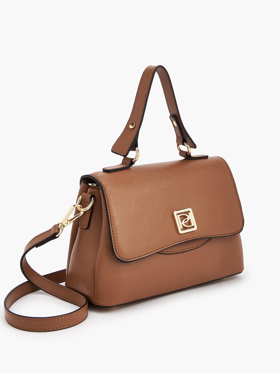 Solid Satchel Bag with Detachable Strap