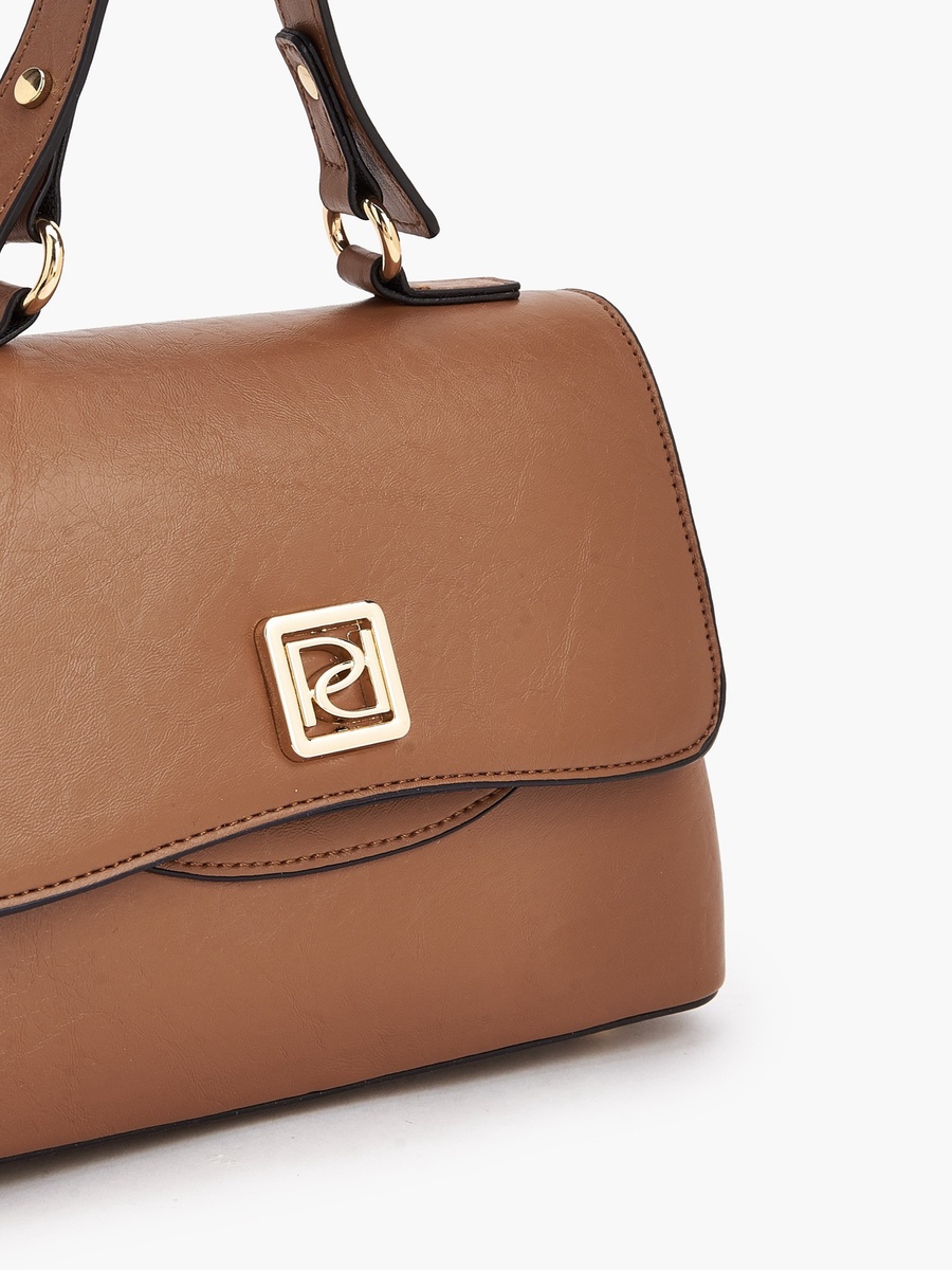 Solid Satchel Bag with Detachable Strap