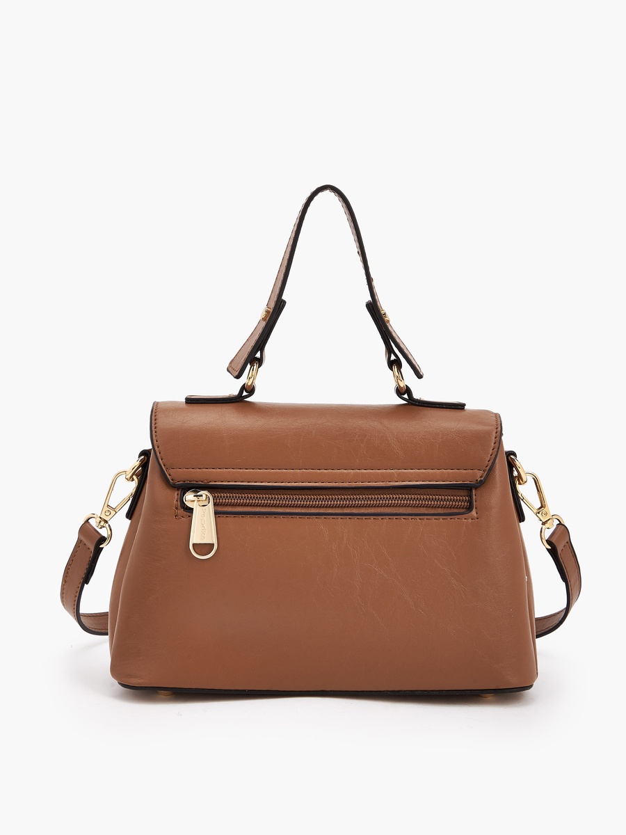 Solid Satchel Bag with Detachable Strap