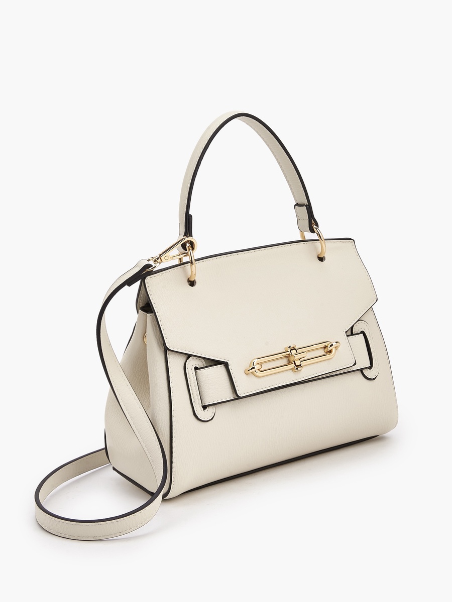 Textured Satchel Bag with Top Handle