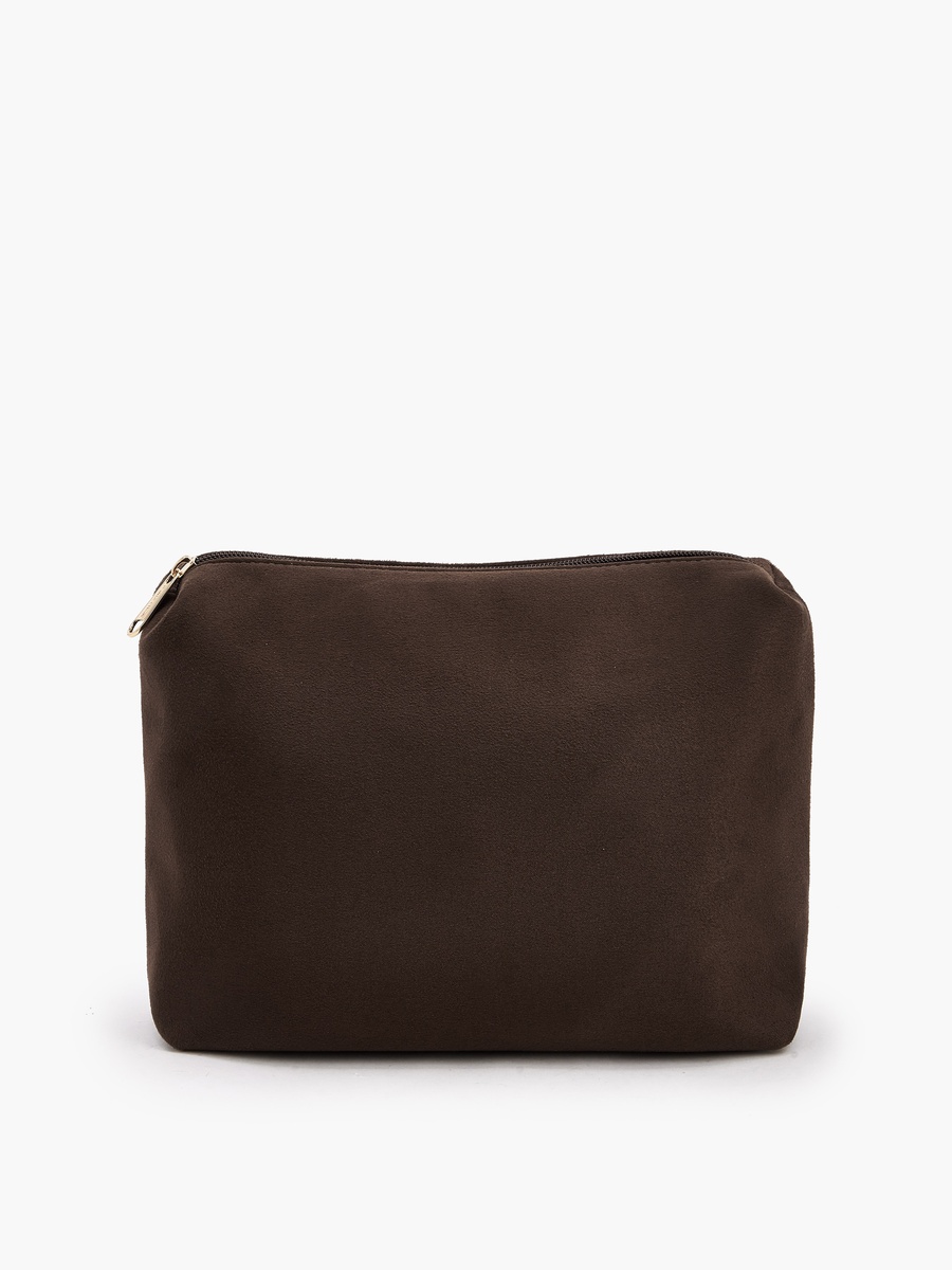 Quilted Suede Look Tote Bag with Pouch