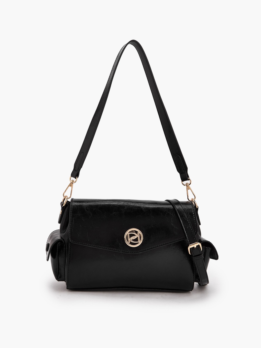 Solid Shoulder Bag with Detachable Strap