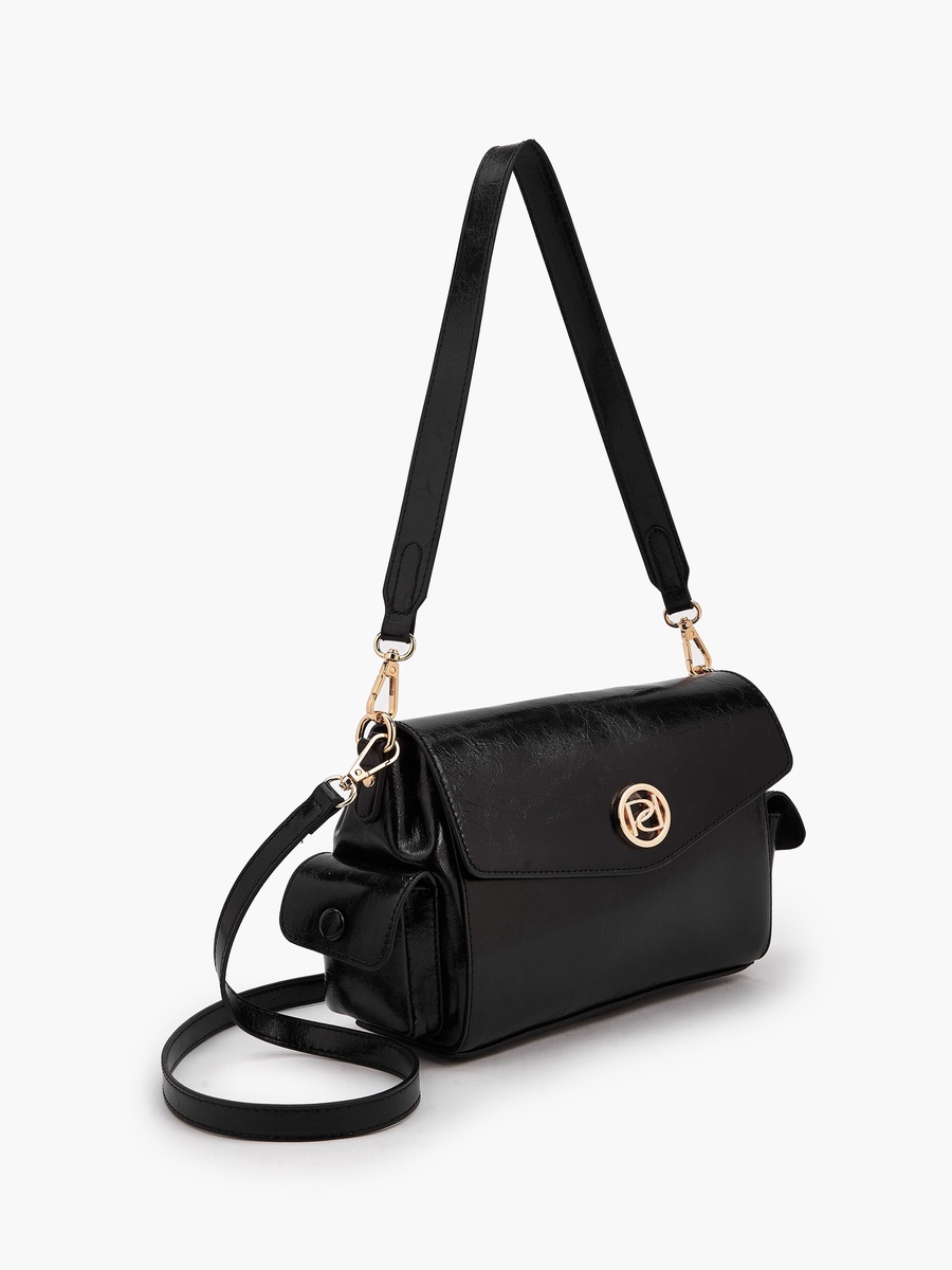Solid Shoulder Bag with Detachable Strap