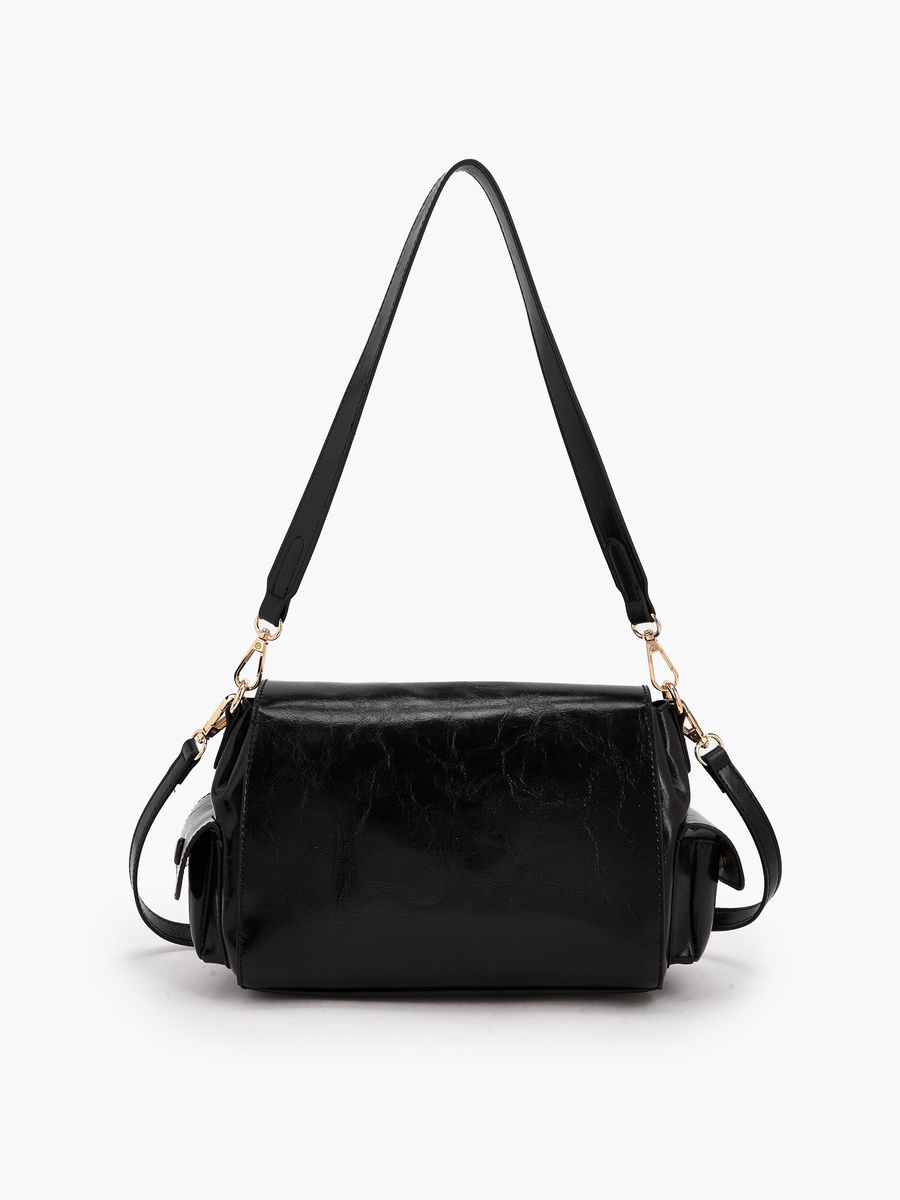 Solid Shoulder Bag with Detachable Strap