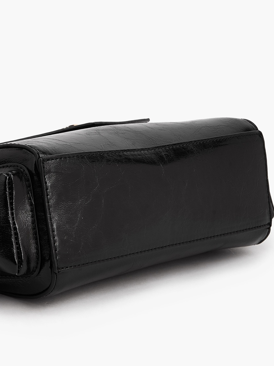 Solid Shoulder Bag with Detachable Strap