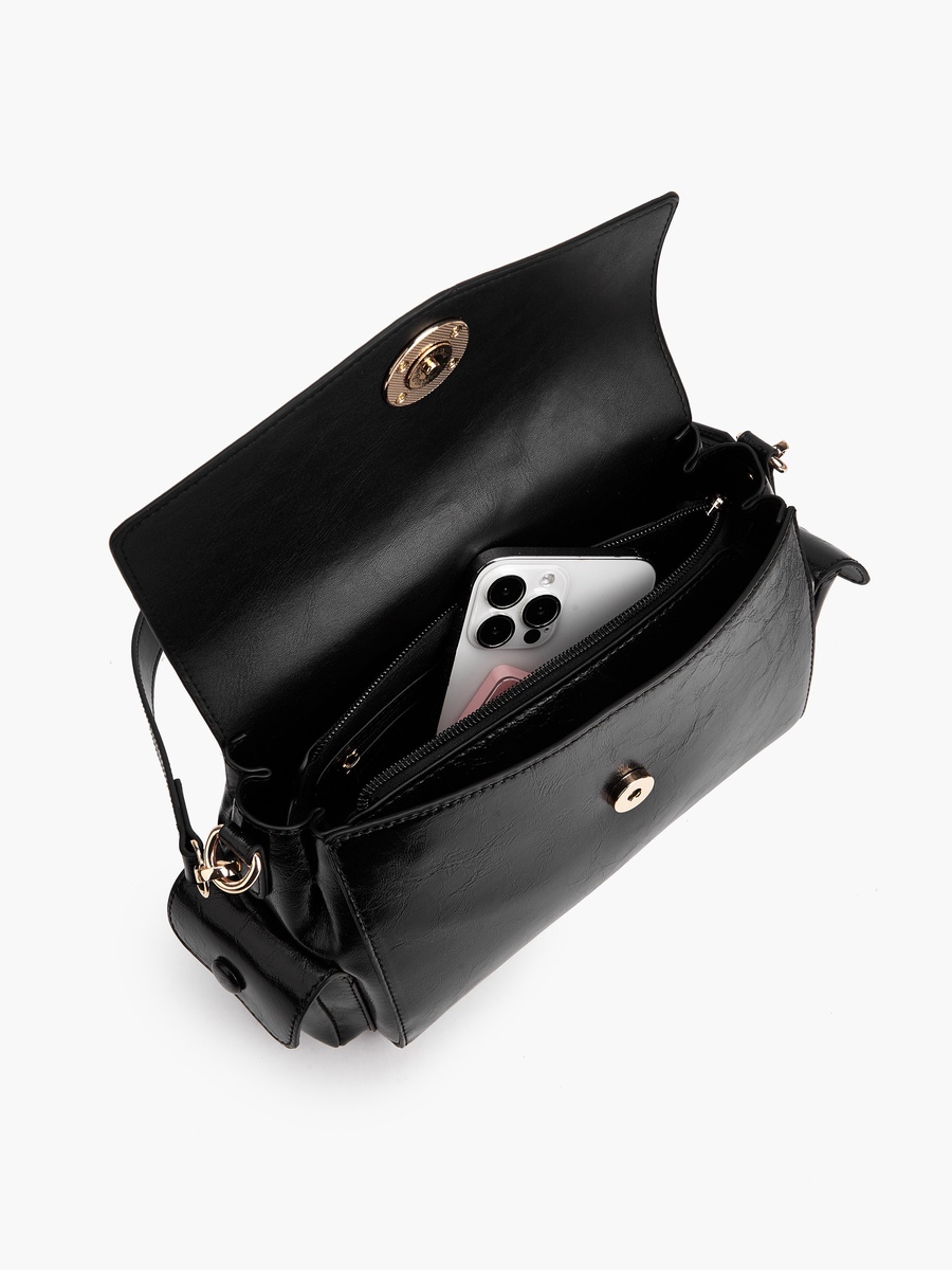 Solid Shoulder Bag with Detachable Strap