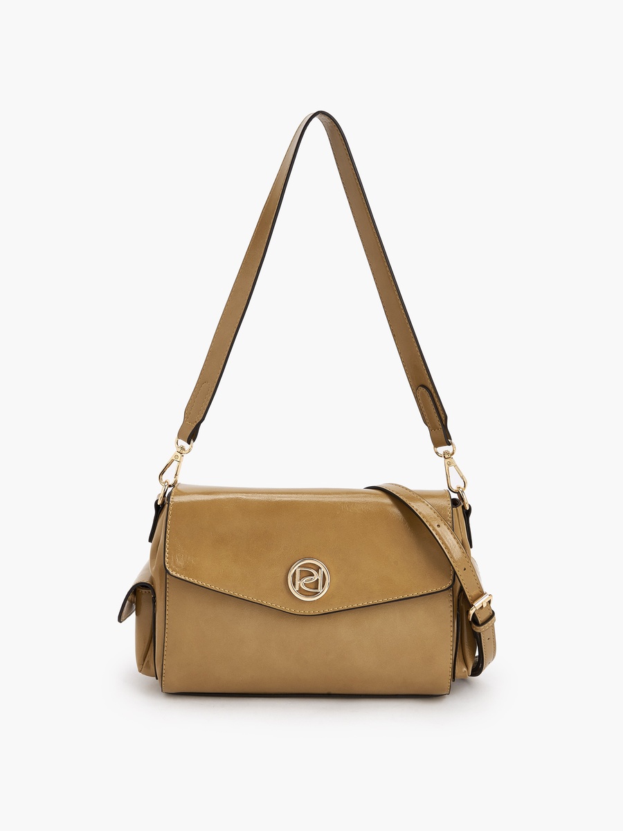Solid Shoulder Bag with Detachable Strap