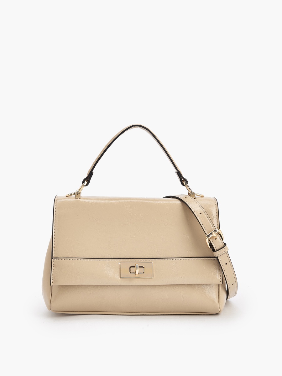Solid Satchel Bag with Detachable Strap