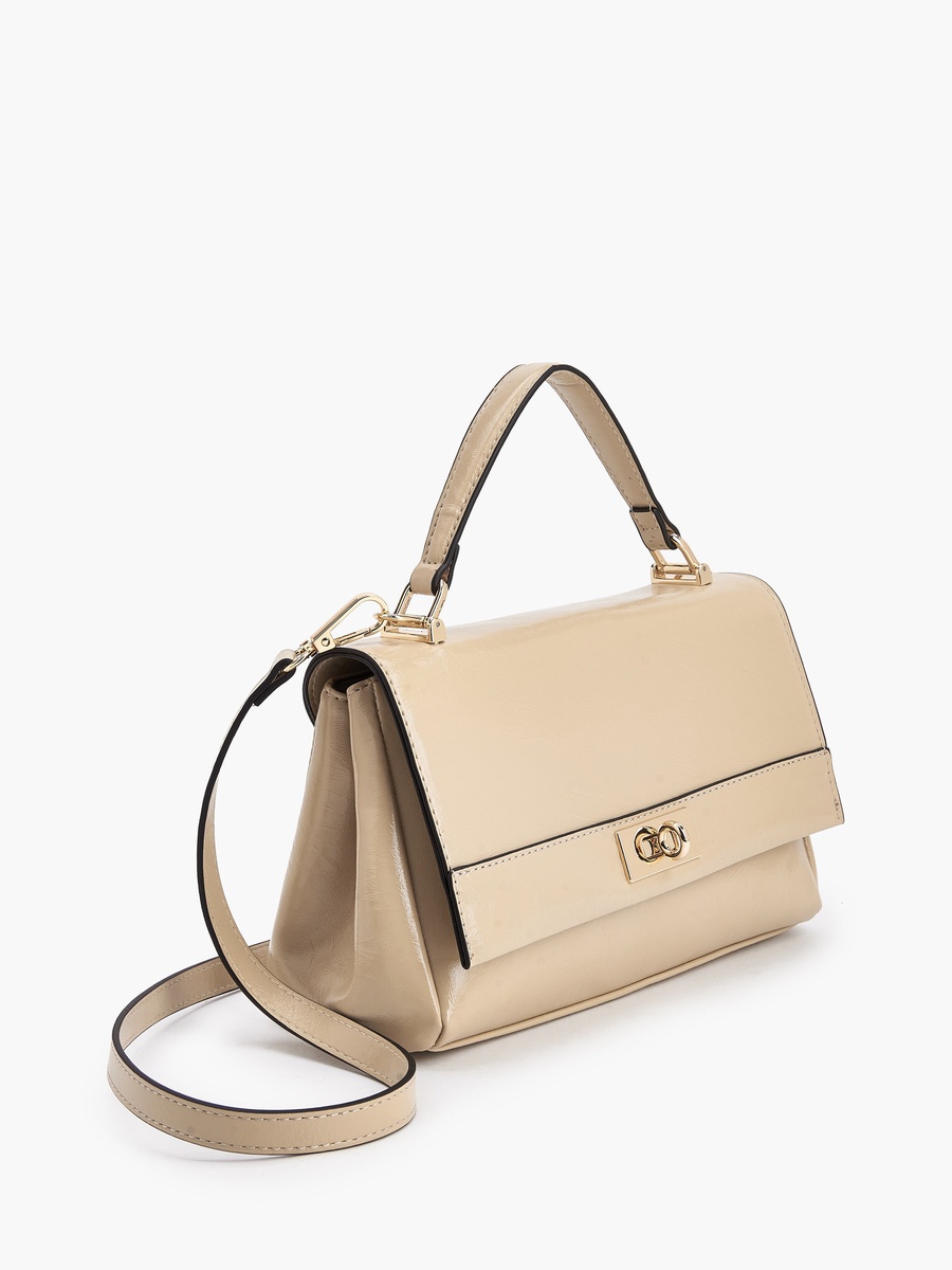 Solid Satchel Bag with Detachable Strap